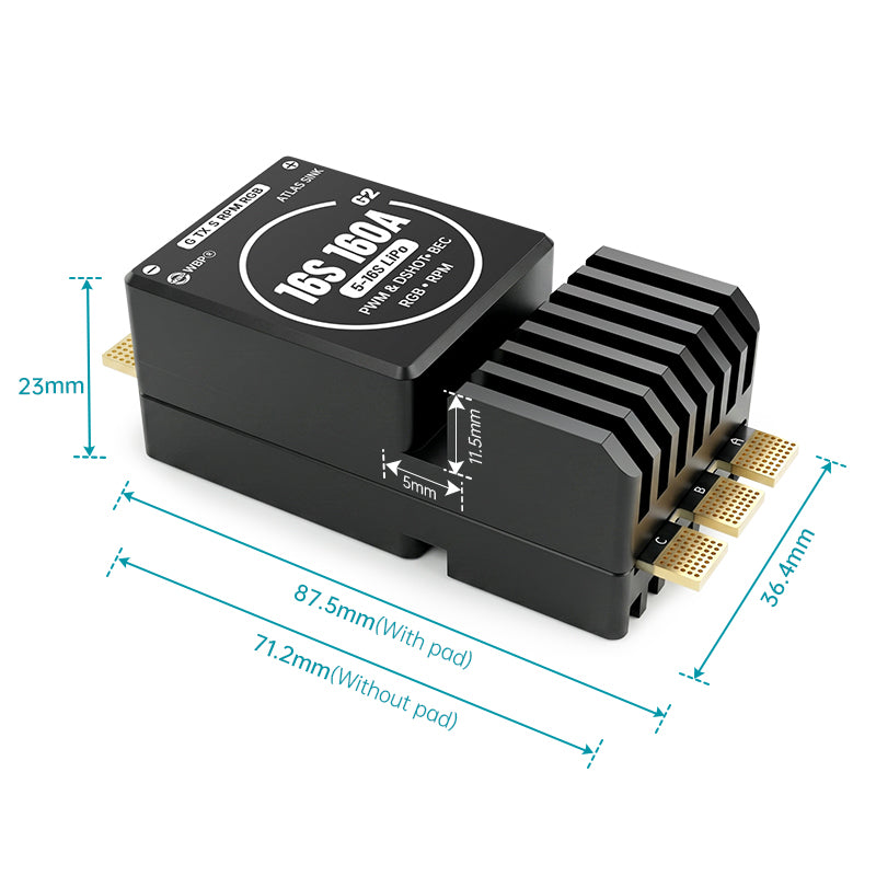 WBP Atlas Sink 16S160A G2(AM32) ESC Support for UAV, RC Models, Agri Drones & Marine Models